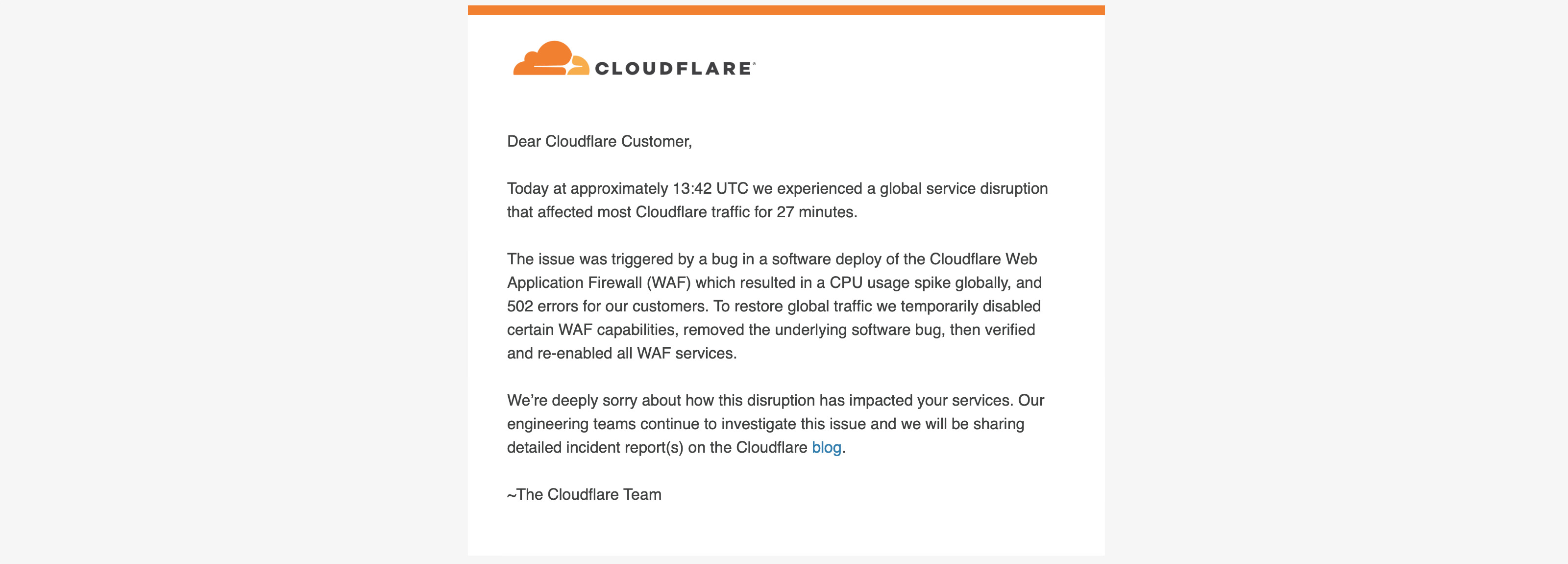 CloudFlare Message